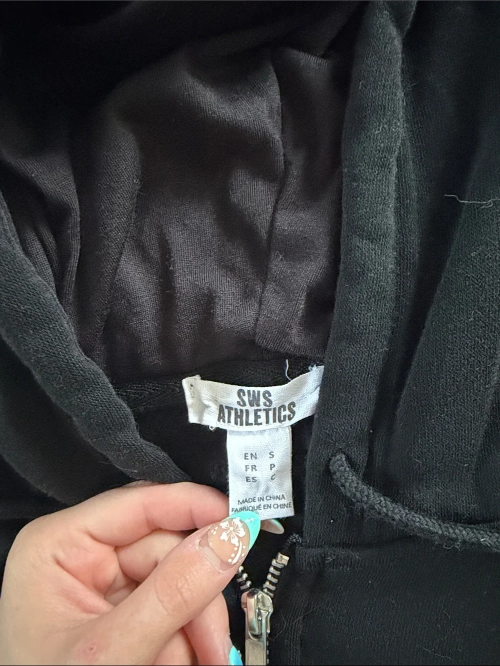 Women’s Black Cropped Zip-Up Hooded Jacket